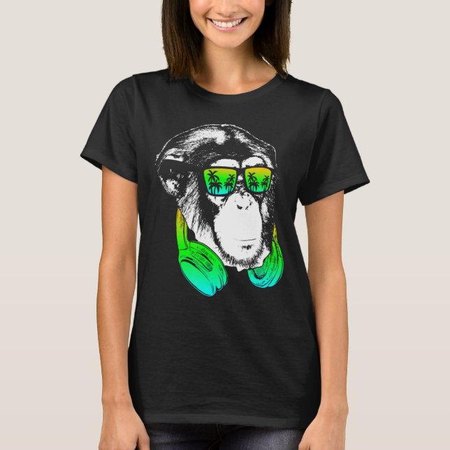 T-shirt Monkey Glacière Monkey DJ casque Idea Party Mus (Devant)