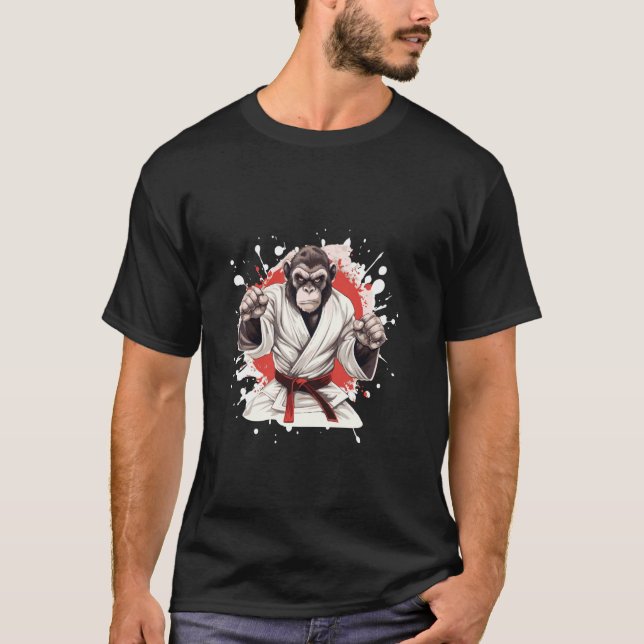 T-shirt Monkey Karate Animal Fighter Judo (Devant)
