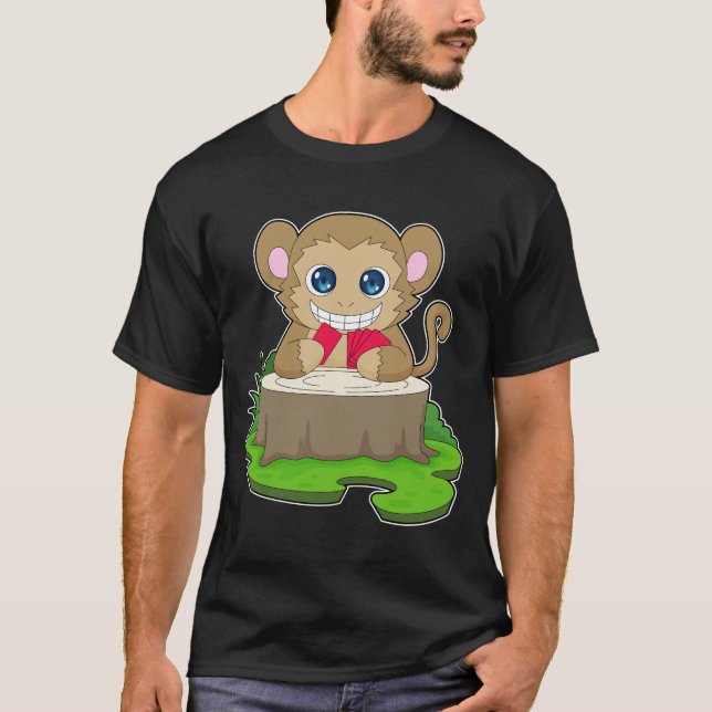 T-shirt Monkey Poker Poker cards Card game (Devant)