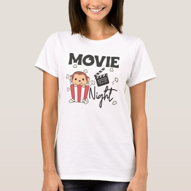 T-shirt Monkey Popcorn Movie Nuit Sweet Monkey Movies (Devant)