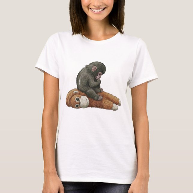 T-shirt Monkey Punch, Baby Monkey Orangutan Hug  (Devant)