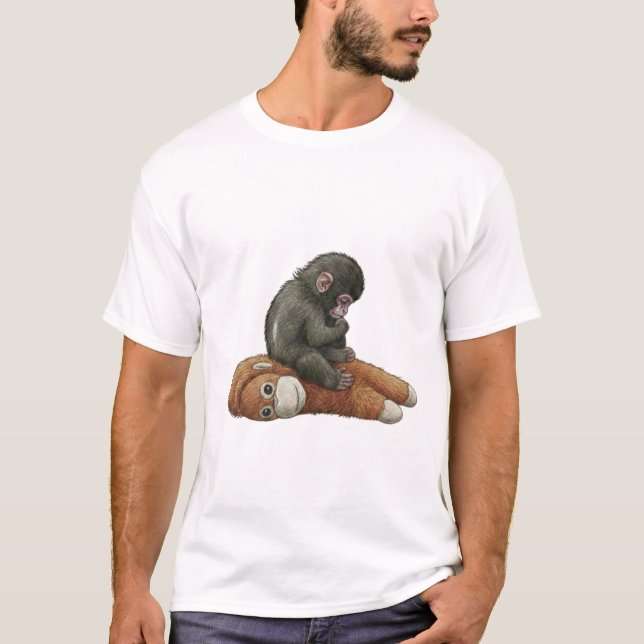 T-shirt Monkey Punch, bébé orang-outan câlin singe  (Devant)