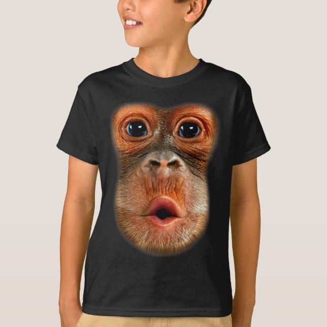 T-shirt Monkey Stomach Funny Meme Cool Viral Video  (Devant)