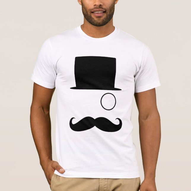T-shirt Monocle et TopHat de moustache (Devant)
