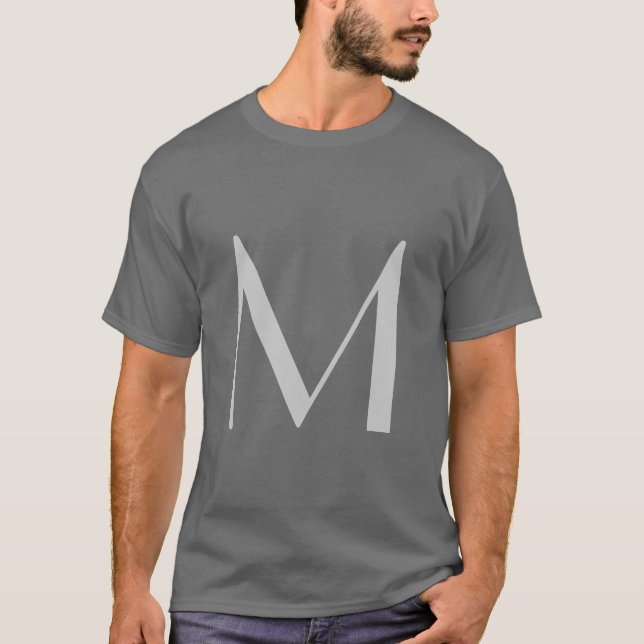 T-shirt Monogram Grey Black Modern Ajouter Votre Nom Initi (Devant)