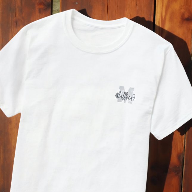 T-shirt Monogram Modern Cool Grunge Ajouter Votre Nom (Créateur téléchargé)