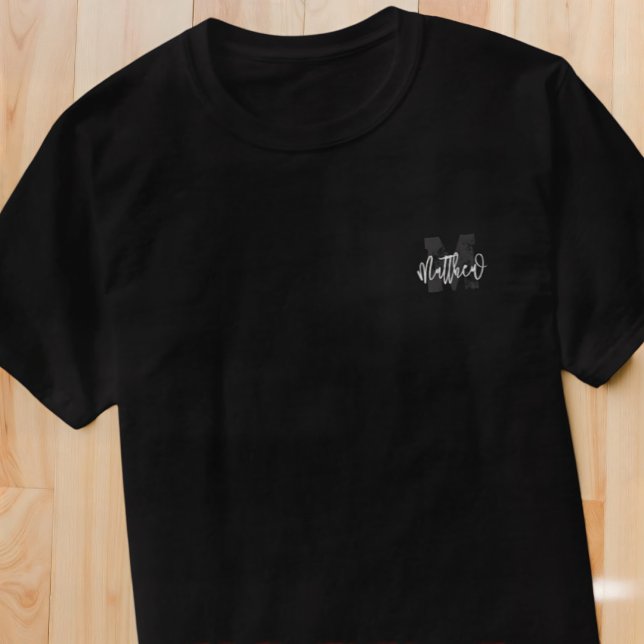 T-shirt Monogram Modern Cool Grunge Ajouter Votre Nom (Créateur téléchargé)