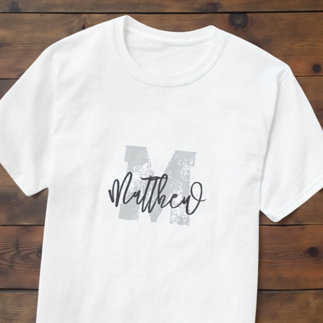 T-shirt Monogram Modern Cool Grunge Ajouter Votre Nom (Créateur téléchargé)
