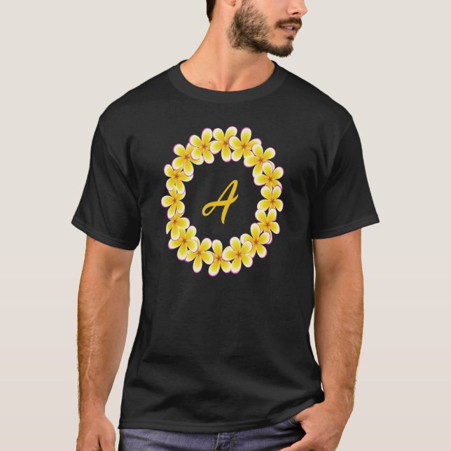 T-shirt Monogramme A Lei Initiale Inspiré Joli Cercle Desi (Devant)