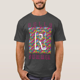 T-shirt Monogramme Arc-en-ciel lignes diagonales Motif Pop