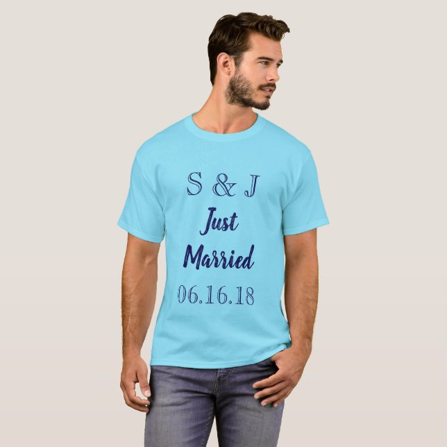 T-shirt Monogramme bleu juste marié (Devant entier)