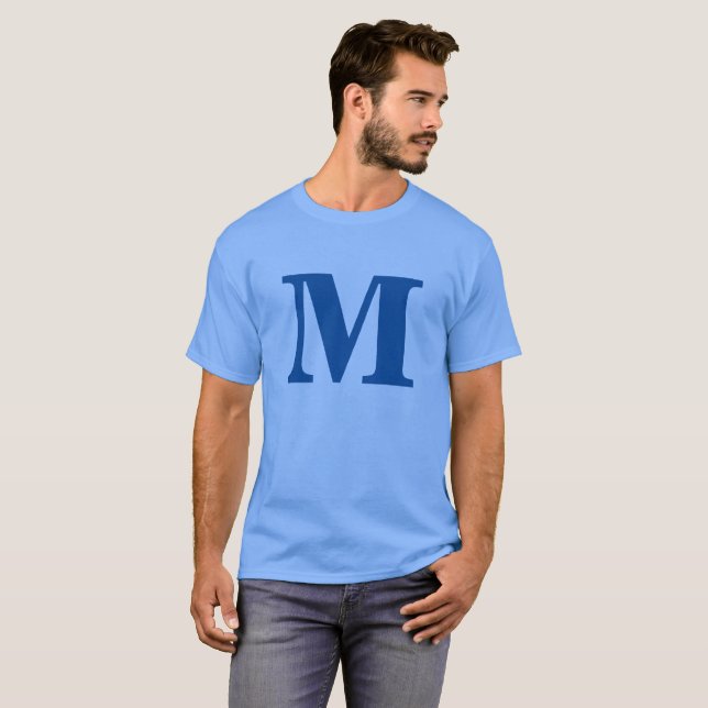 T-shirt Monogramme bleu Nom initial (Devant entier)