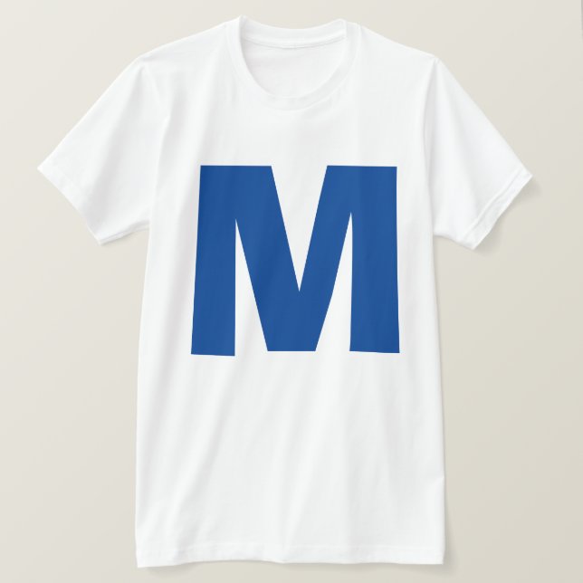 T-shirt Monogramme bleu Nom initial Remplacer le texte (Design devant)