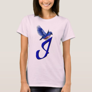 T-shirt Monogramme Bluebird Initial I Élégant