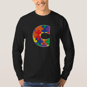 T-shirt Monogramme C en pièces de puzzle multicolores