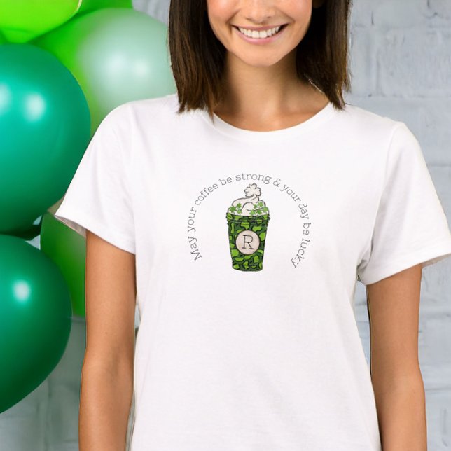 T-shirt Monogramme Café St Patrick's Day Festive Funny (Créateur téléchargé)