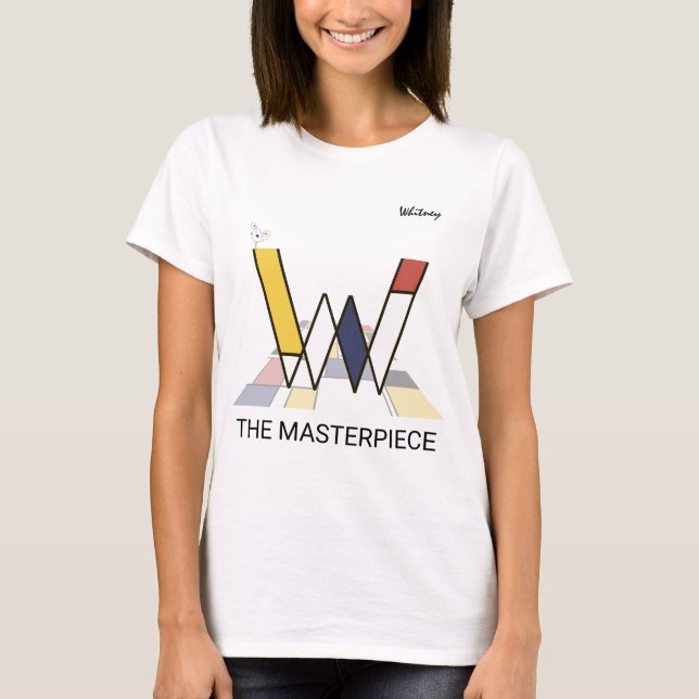 T-shirt Monogramme D'Art Moderne Et Oiseau Sympa - Lettre  (Devant)