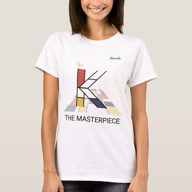 T-shirt Monogramme D'Art Moderne Et Oiseau Sympa - Lettre  (Devant)