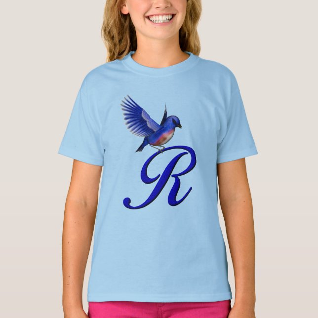 T-shirt Monogramme de Bluebird initial R élégant (Devant)