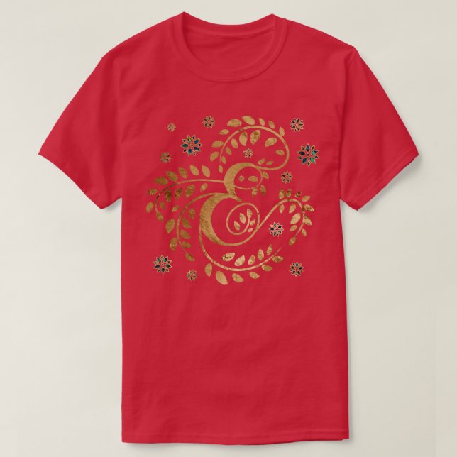 T-shirt Monogramme de calligraphie dorée de luxe avec lett (Design devant)