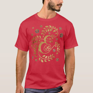 T-shirt Monogramme de calligraphie dorée de luxe avec lett