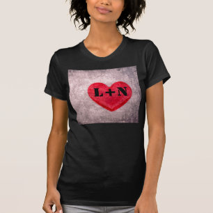 T-shirt Monogramme de coeur en pierre Personnaliser