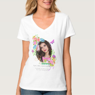 T-shirt Monogramme de fleurs en ruban de couture Photo