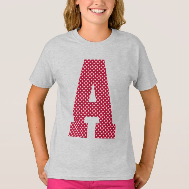T-shirt Monogramme de la Crimson et de la Polka blanche (Devant)