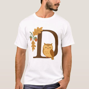 T-shirt Monogramme de lettre D d'alphabet d'automne � Hibo