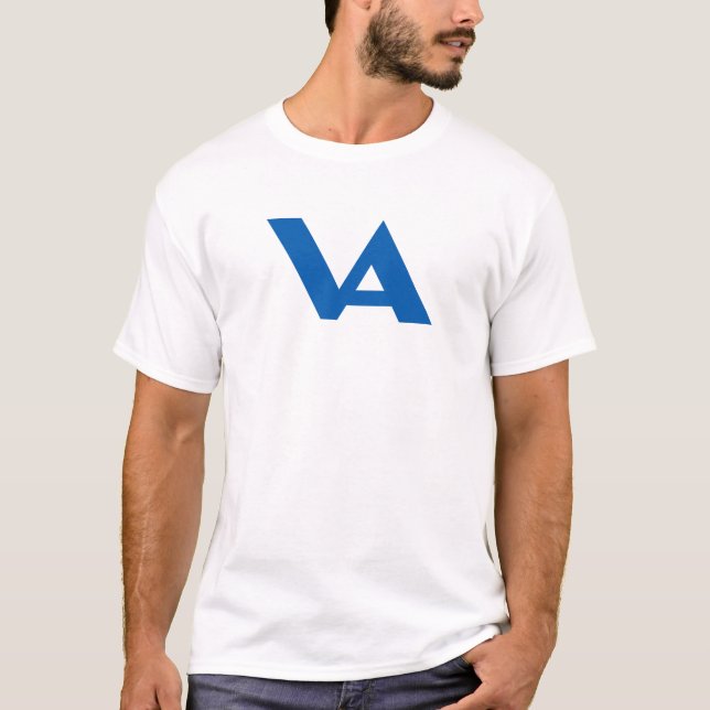 T-shirt Monogramme de lettre minimal classique bleu VA (Devant)