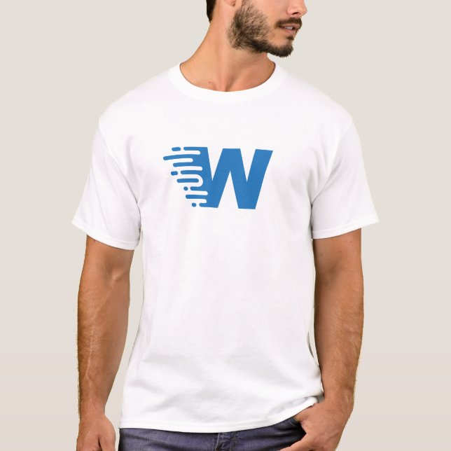 T-shirt Monogramme de lettre W moderne et minimal bleu (Devant)