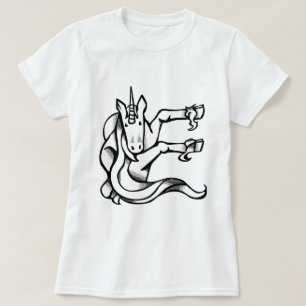 T-shirt Monogramme de licorne magique E mignonne