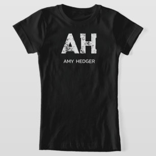 T-Shirt MONOGRAMME DE NOM À DEUX LETTRES BLANC MINIMALISTE