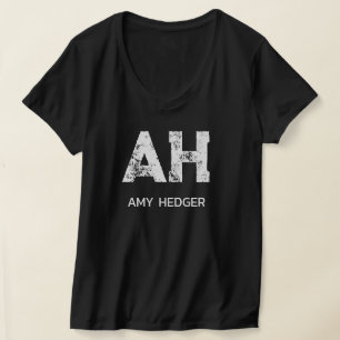 T-SHIRT MONOGRAMME DE NOM À DEUX LETTRES BLANC MINIMALISTE