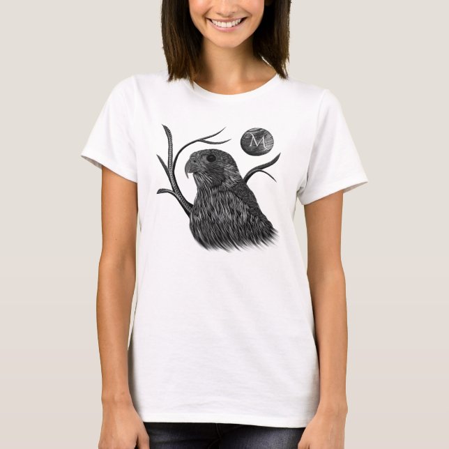 T-shirt Monogramme de Pleine lune de faucon (Devant)