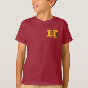 T-shirt Monogramme de style lettre bloc bordeaux et or