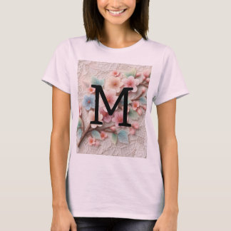 T-shirt Monogramme dentelle rose floral pastel fleurs de c