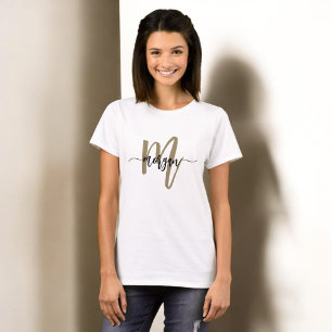T-shirt Monogramme Design moderne Black Gold