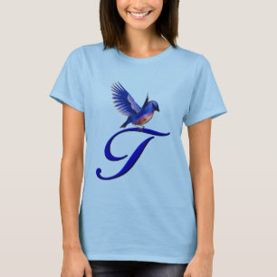 T-shirt Monogramme élégant initial T Bluebird