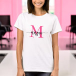 T-shirt Monogramme élégant rose chaud moderne<br><div class="desc">Élevez votre garde-robe avec notre T-Shirt Monogram Stylish Modern Hot Pink! Doté d'une teinte rose chaud audacieuse, ce tee est personnalisé avec votre monogramme dans une police moderne et élégante pour un look personnalisé et chic. Fabriqué en tissu doux et de haute qualité, il offre confort et durabilité tout au...</div>