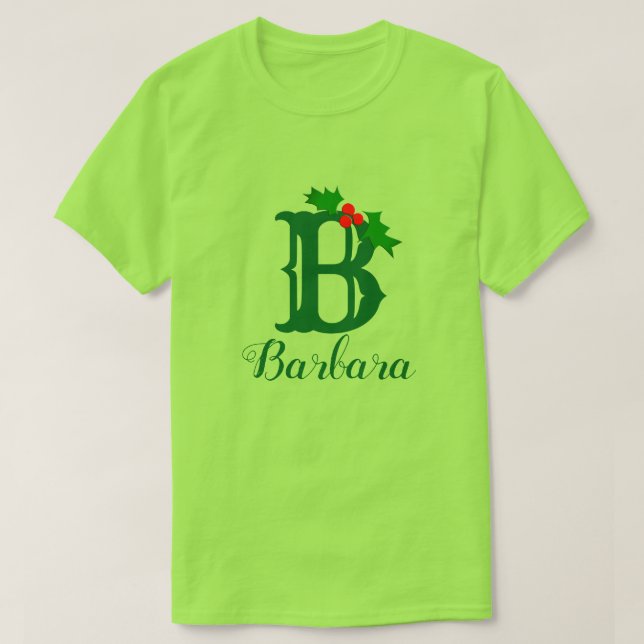 T-shirt Monogramme et nom avec une femme Holly Sprig (Design devant)