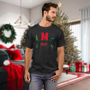 T-shirt Monogramme et nom personnalisés de Noël