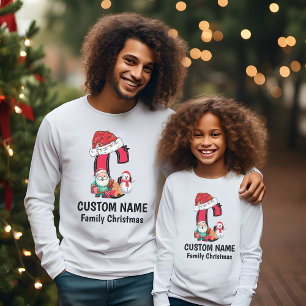 T-shirt Monogramme Famille Noël Personnalisez Avec Nom