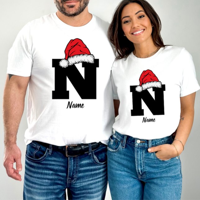 T-shirt Monogramme Famille Noël Personnalisez Avec Nom (Créateur téléchargé)