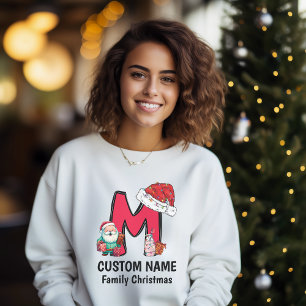 T-shirt Monogramme Famille Noël Personnalisez Avec Nom