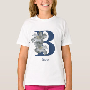 T-shirt Monogramme Fleur d'Hibiscus Initiale B Personnalis