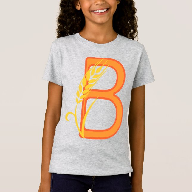 T-Shirt monogramme floral B lettre majuscule (Devant)