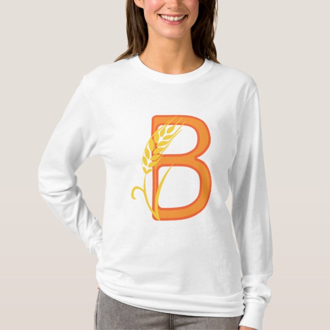 T-shirt monogramme floral B lettre majuscule (Devant)