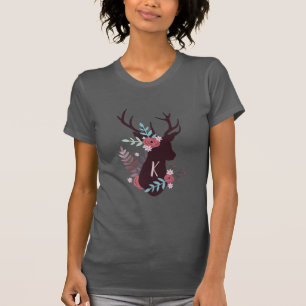 T-shirt Monogramme floral de la tête de cerf rustique