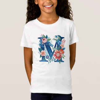 T-Shirt monogramme floral décoratif "M"